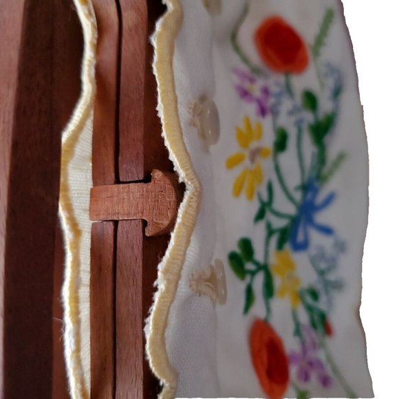 Vintage Boho Cottage Core Linen Floral Handmade Embroidered Top Handle Clutch - Picture 5 of 11